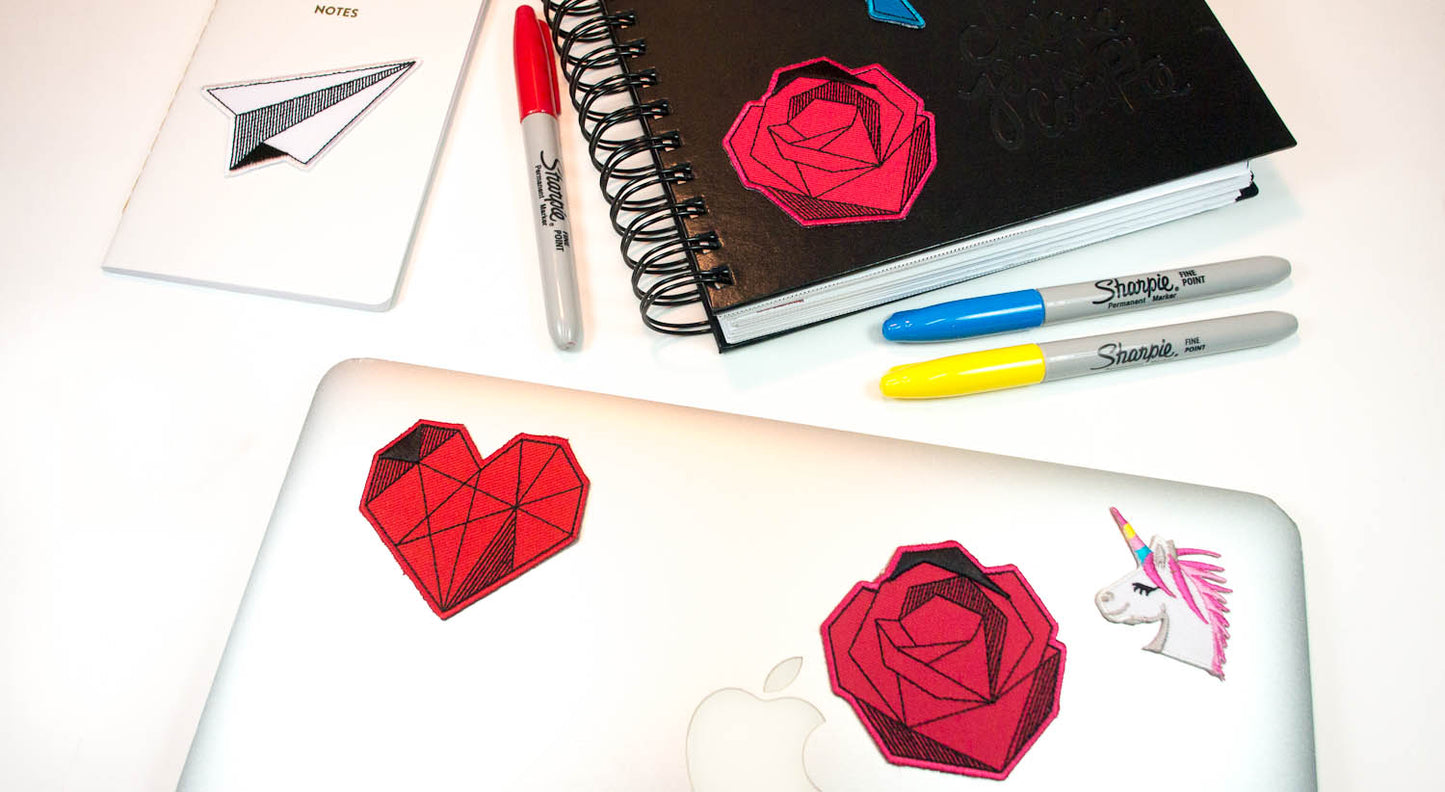 Enamel Pin + Sticker Patch (DUO) - Geometric Heart