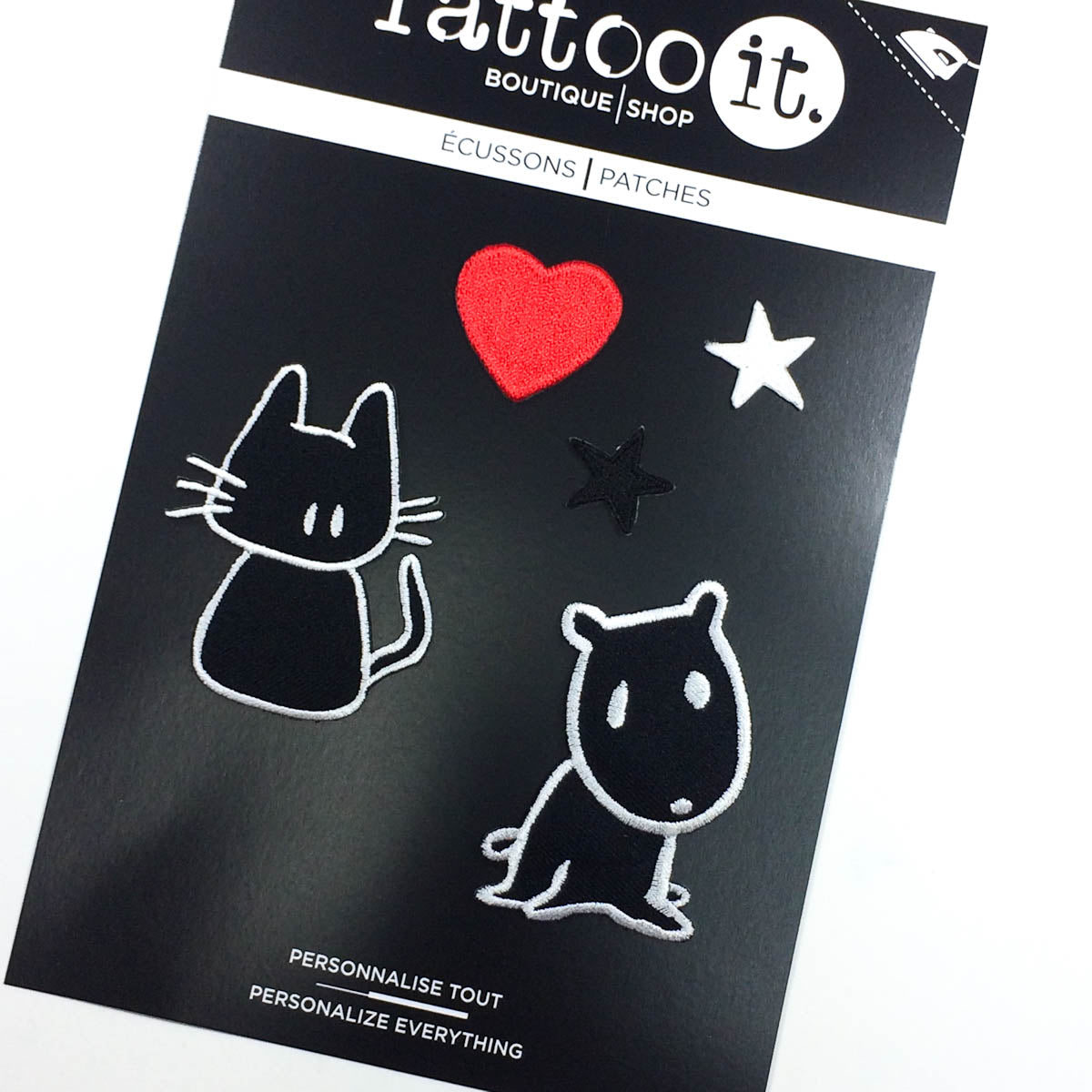 cat and dog iron-on patch