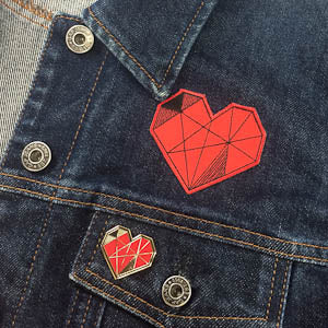 Enamel Pin + Sticker Patch (DUO) - Geometric Heart