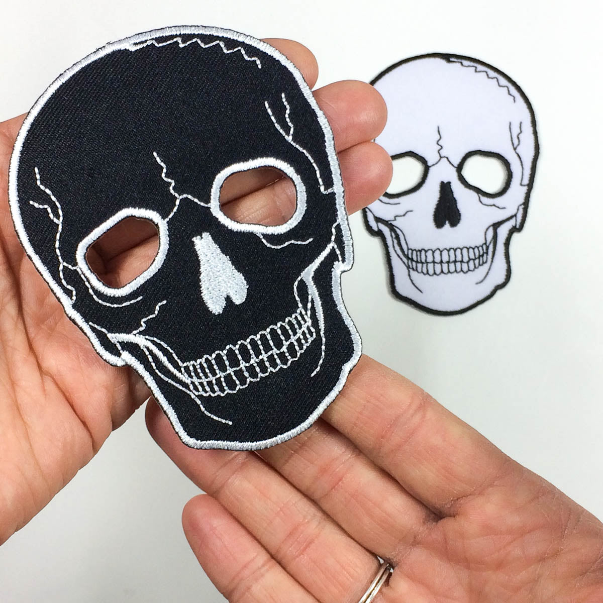 No Eyes Skull Patch - Black or White