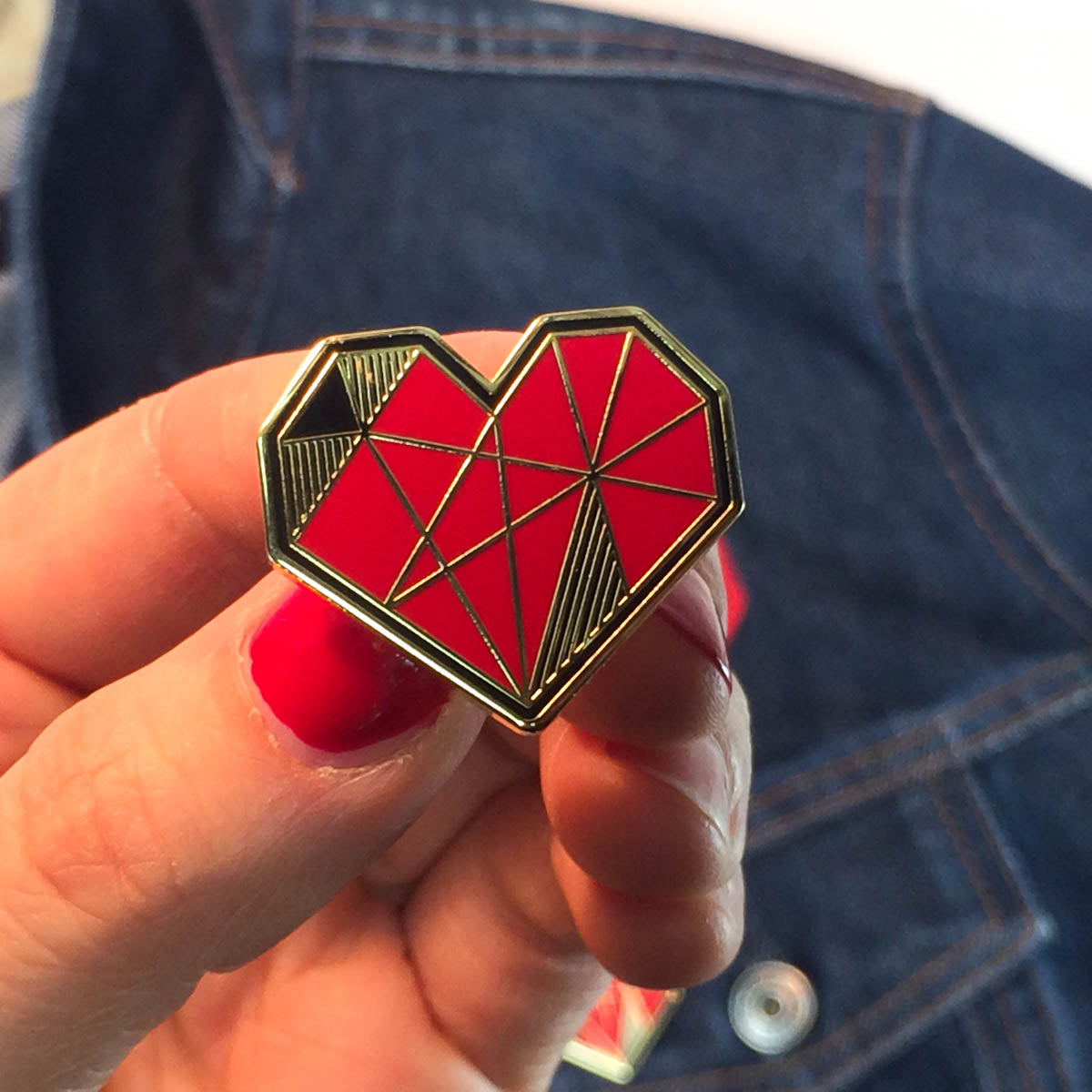 Enamel Pin + Sticker Patch (DUO) - Geometric Heart