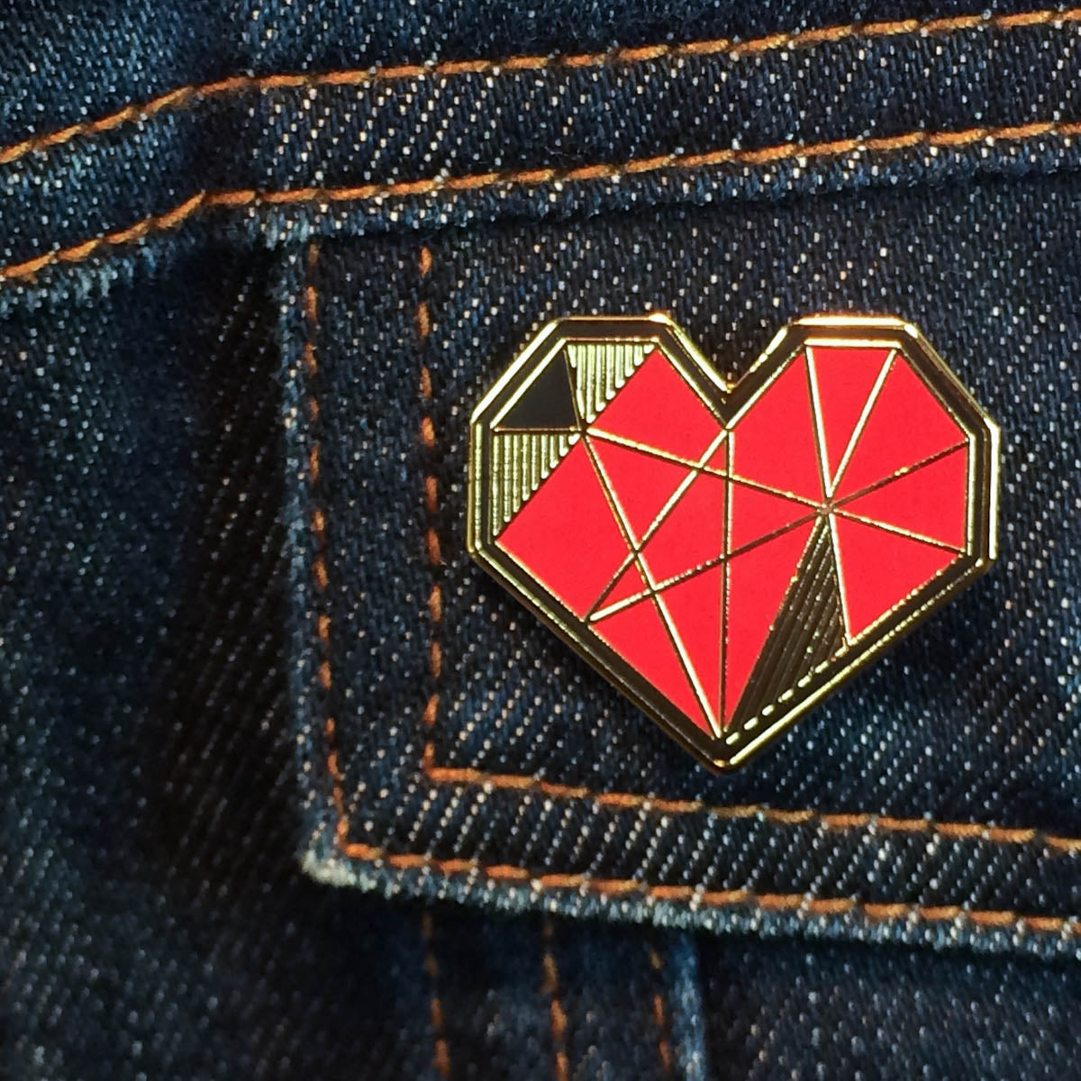 Enamel Pin + Sticker Patch (DUO) - Geometric Heart