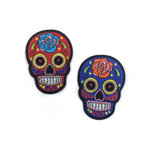 sugar skull iron-on patch