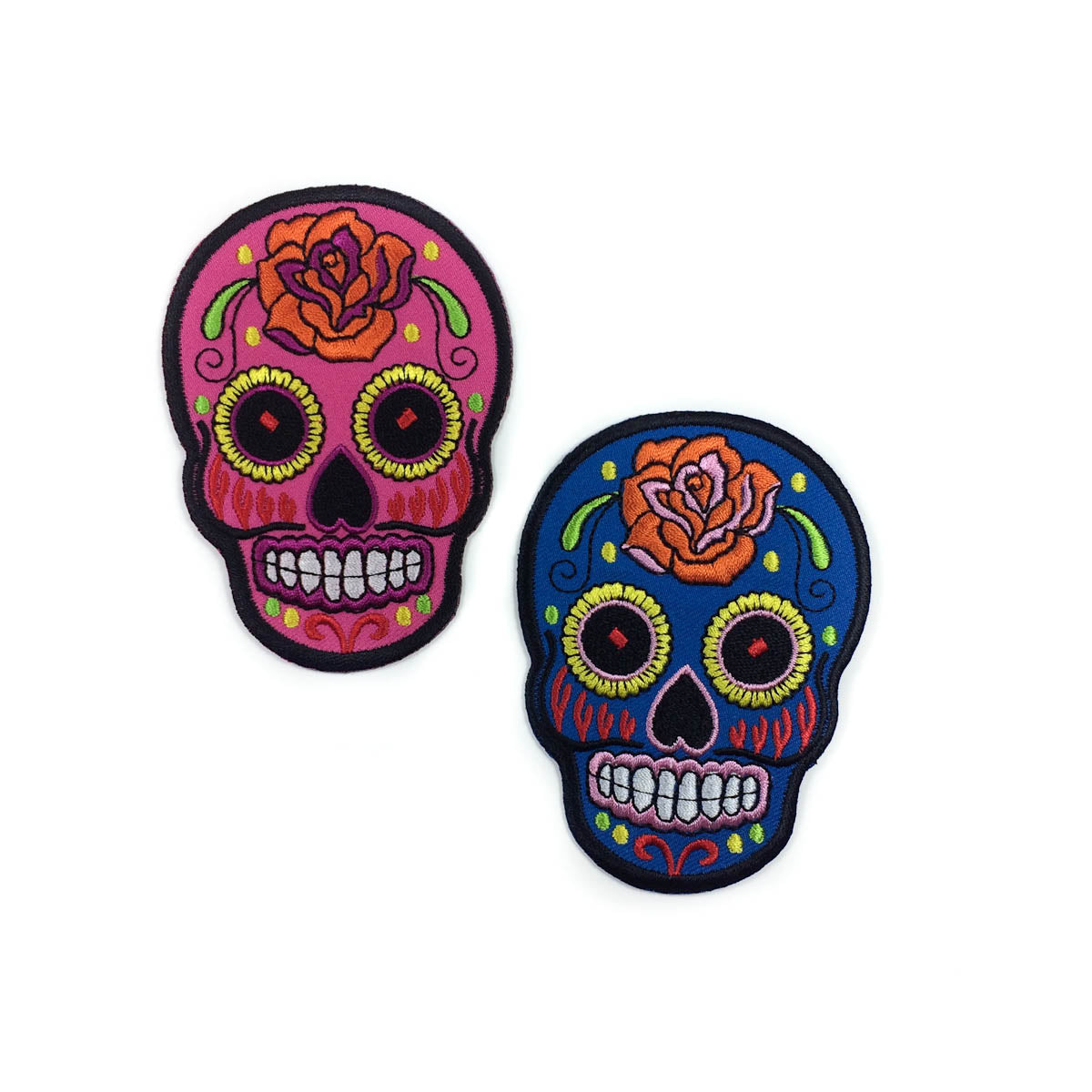 Sugar Skull Patches (Set of 2) - Choose your colors – Tattoo it - Patches &  Pins