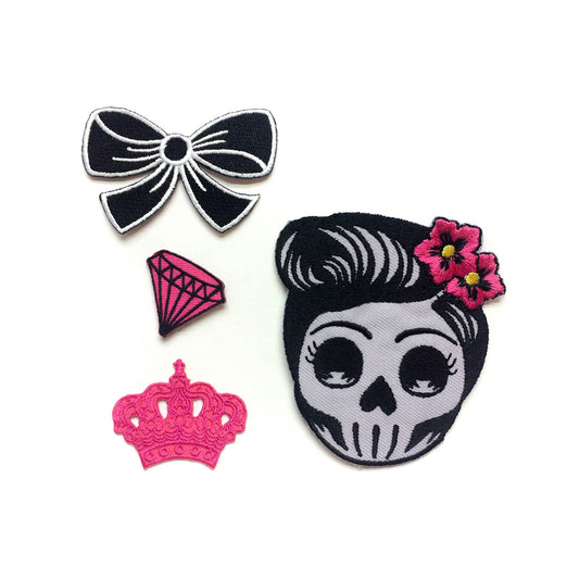 Miss Rockabilly Skull Set (4 Patches)