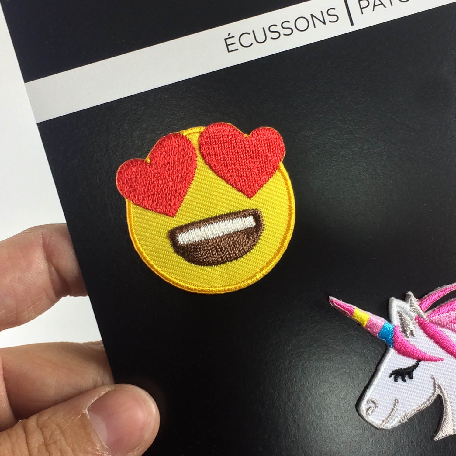 emoji love iron-on patch