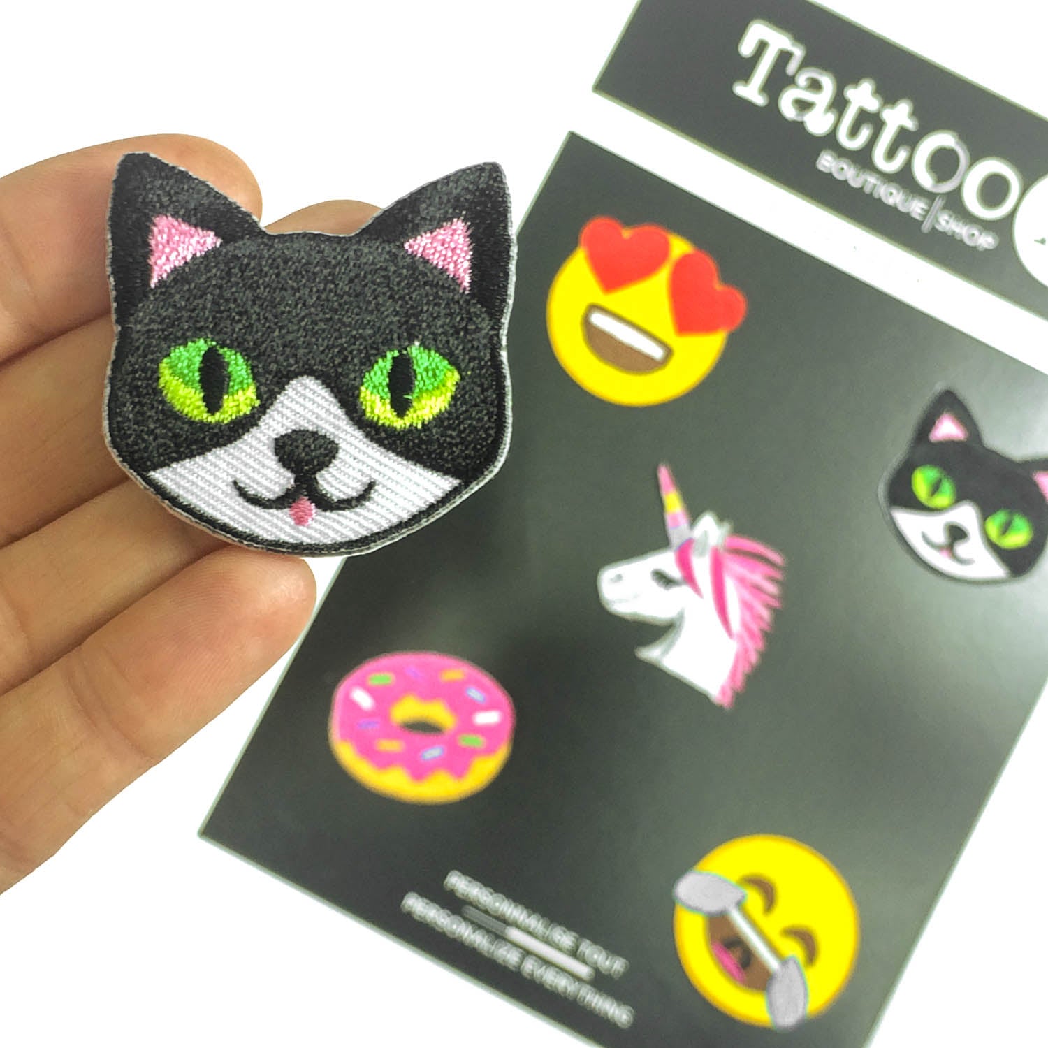 emoji cat iron-on patch