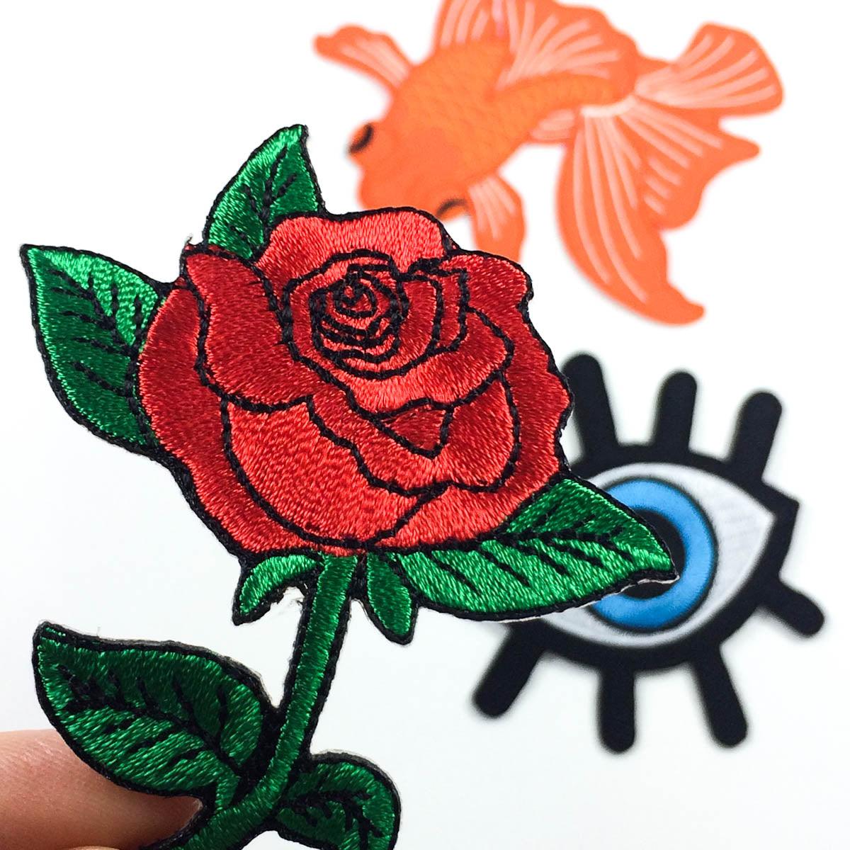 red rose patch set