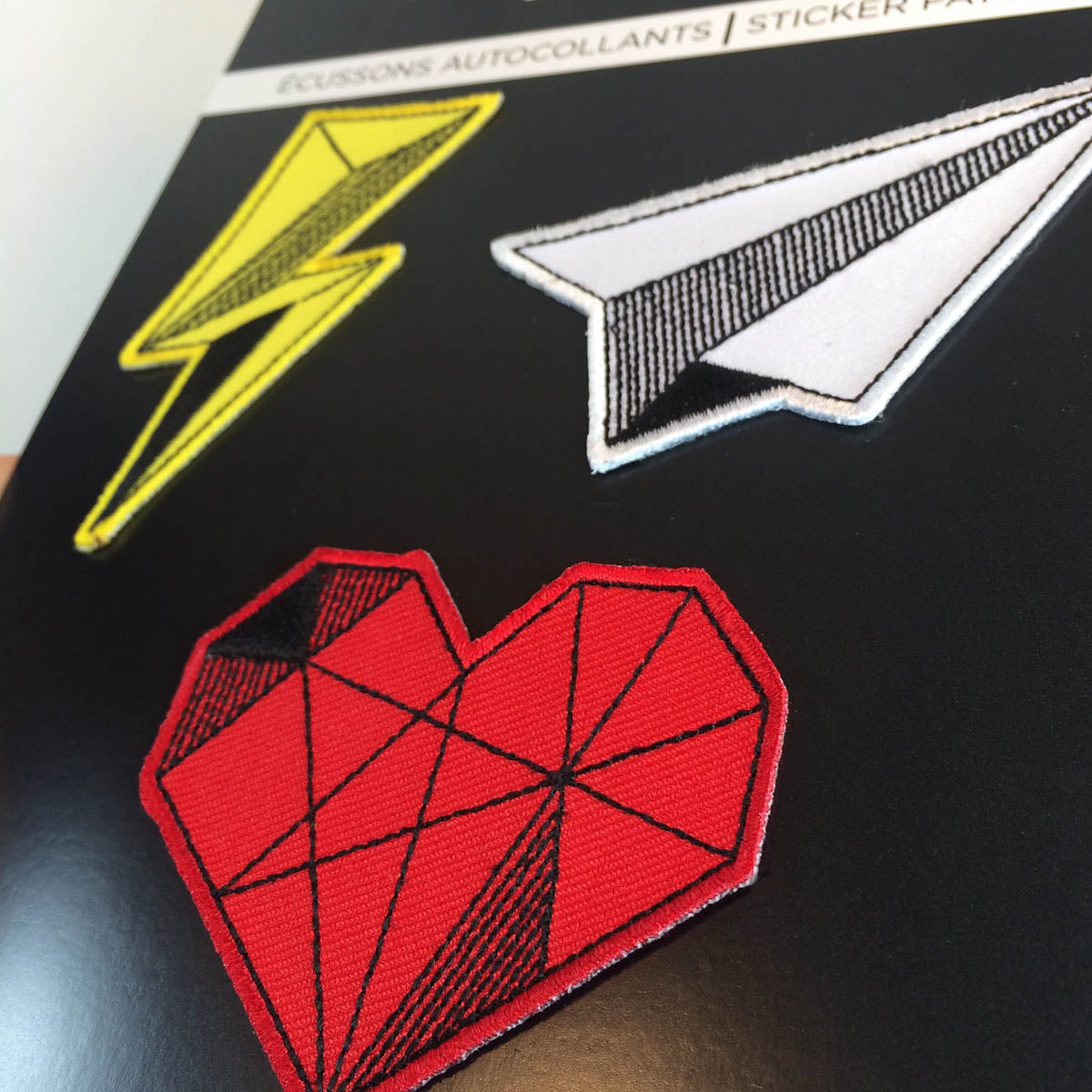 Geometric Patch Set #2 (3 patches) - Heart, Airplane, Lightning
