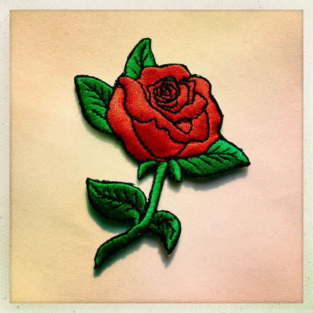 red rose iron-on patch
