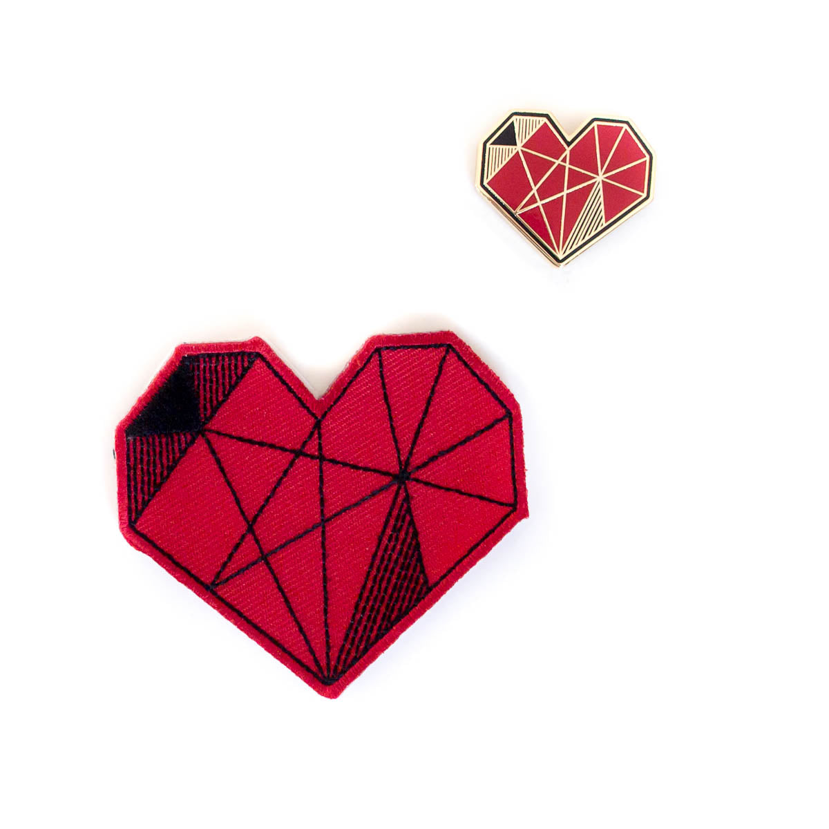 Red Geometric Heart (Sticker Patch)